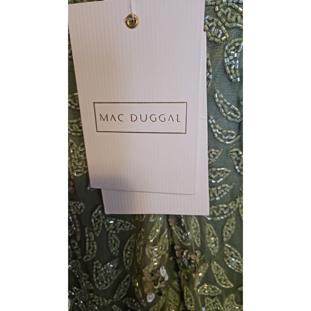 Mac Duggal High Neck Beaded Fringe Fitted Gown Size 10 - Picture 10 of 17